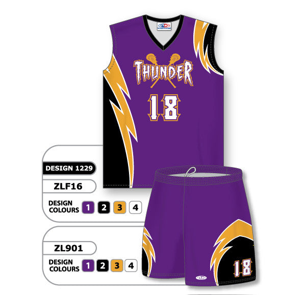 Athletic Knit Custom Sublimated Girls Sleeveless Lacrosse Uniform Set Design 1229 (ZLFS16-1229)